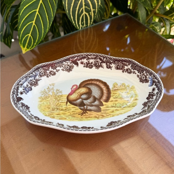 Spode Brown and Red Turkey mini Serving Platter 8.5” x 5.5” x 1.25” - Picture 1 of 6